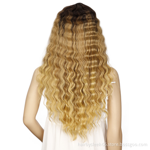 Dropshipping 22 inches long crimp curly hair water wave With Bang soft natural synthetic braiding hair wigs for black women
